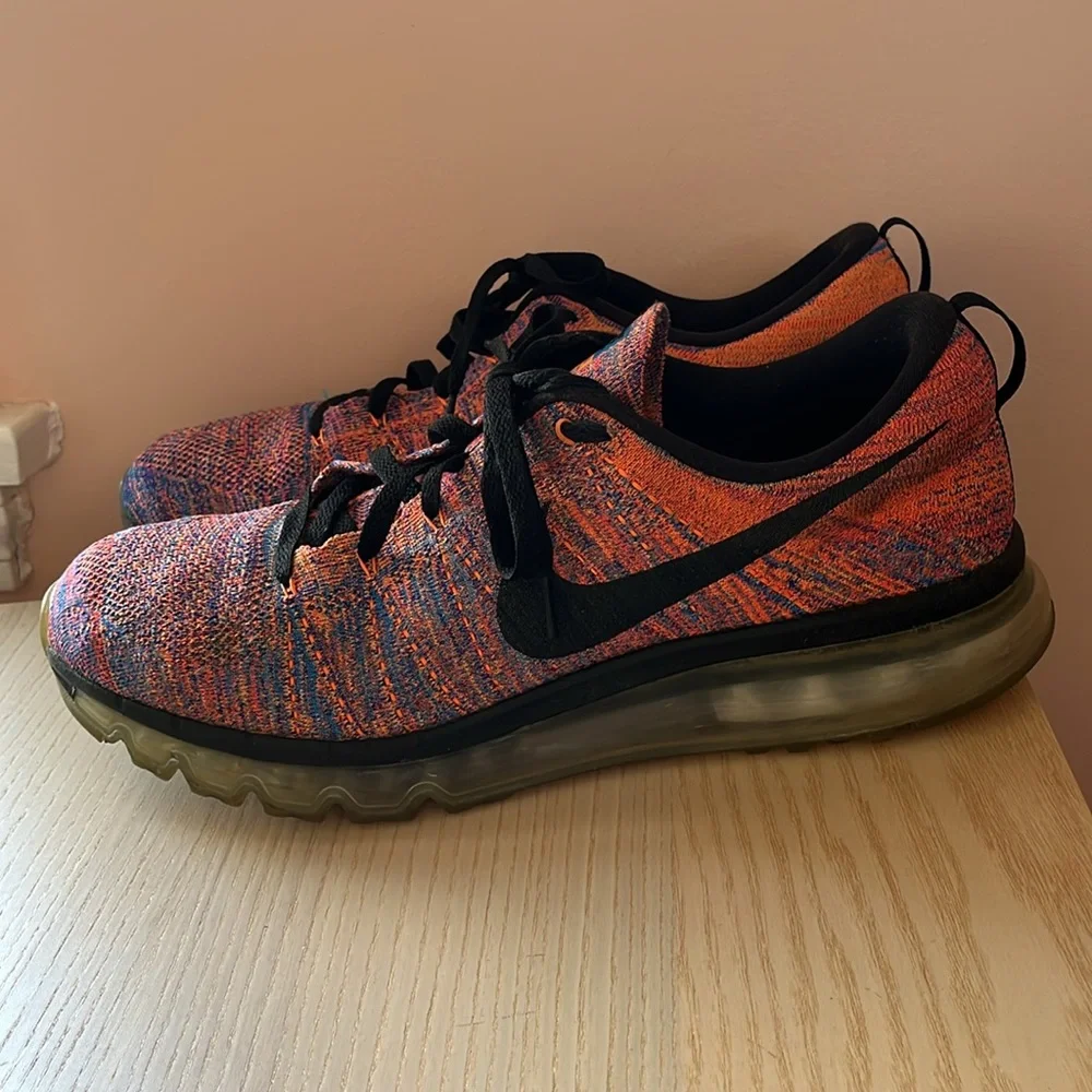 NIKE Flyknit Air Max Photo Blue Total Crimson Mens 13